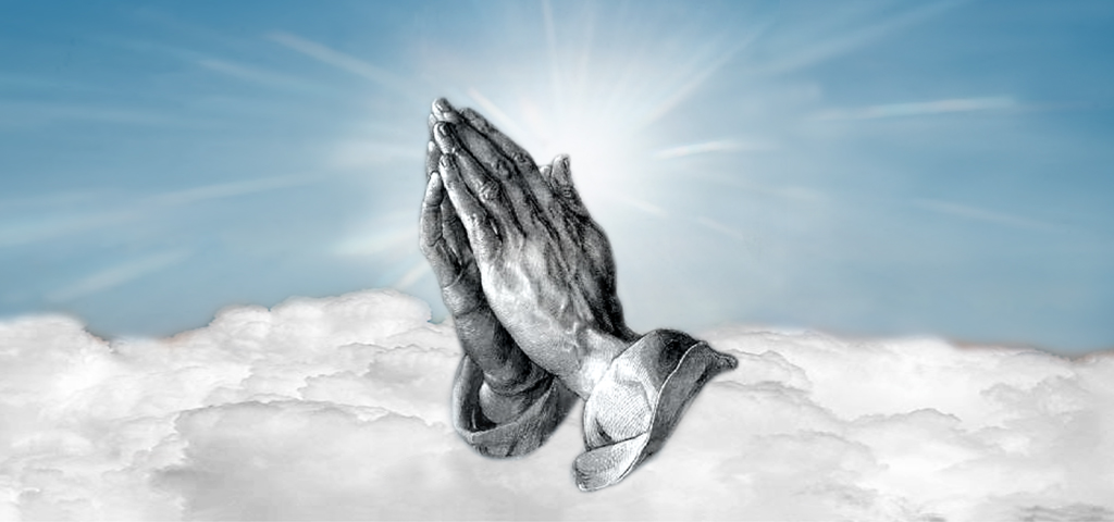 Blue Clouds with Praying Hands PROOF